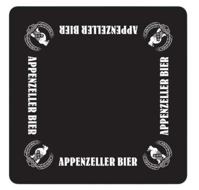 Jassteppich schwarz mit Appenzeller Bier Logo 60x60cm