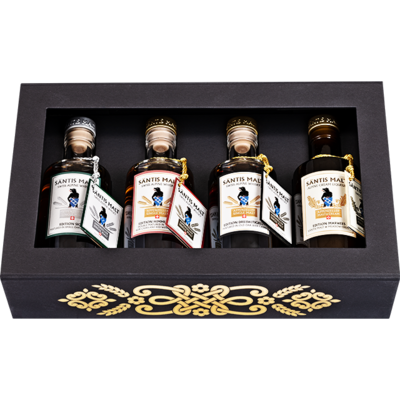 Säntis Malt Vitrine gross (4x20cl)  Himmelberg, Sigel, Dreifaltigkeit und Marwees Cream