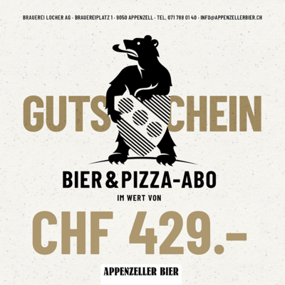 Gutschein Bier Abonnement mit Pizza (Total 144  Flaschen Bier und 24 Pizzas in 6 Lieferungen)