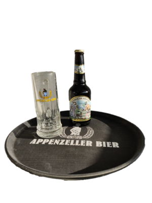 Tablett Kunststoff schwarz mit Appenzeller Bier Logo